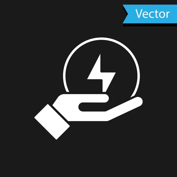 Icono Del Rayo Blanco Aislado Sobre Fondo Negro Señal Flash — Vector de stock