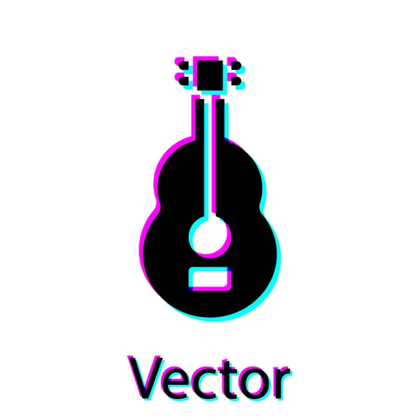 Icono Guitarra Española Negra Aislado Sobre Fondo Blanco Guitarra Acústica — Vector de stock
