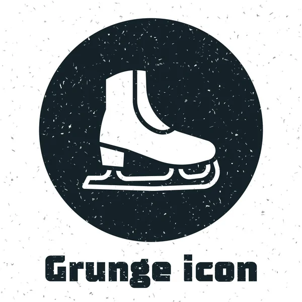 Grunge Skates Icon Isolated White Background Ice Skate Shoes Icon — Stock Vector