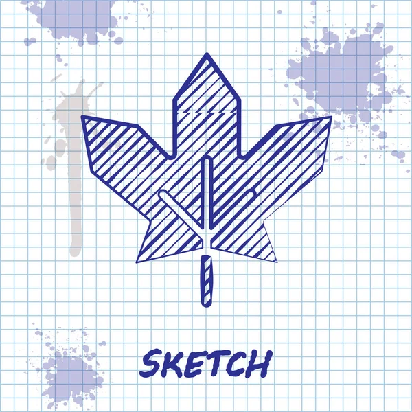 Skiss Linje Kanadensiska Lönnlöv Ikon Isolerad Vit Bakgrund Kanada Symbol — Stock vektor