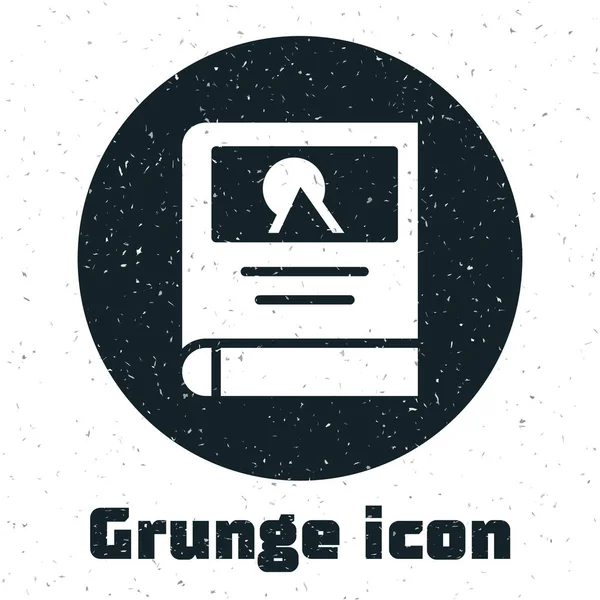 Grunge Foto Álbum Galería Icono Aislado Sobre Fondo Blanco Dibujo — Vector de stock