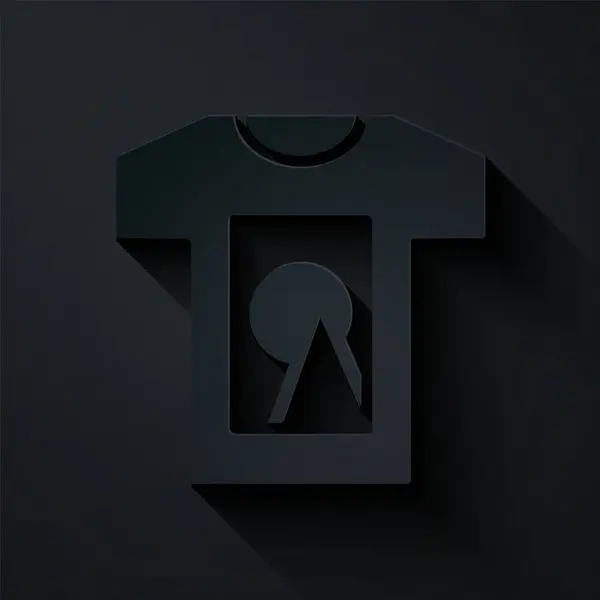 Taglio Carta Shirt Icona Isolata Sfondo Nero Stile Cartaceo Vettore — Vettoriale Stock