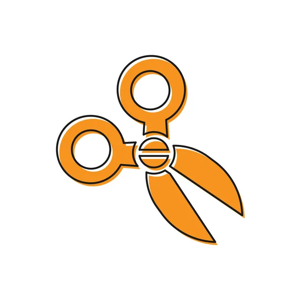 Ікона Оранжевих Ножиць Ізольована Білому Тлі Вирізання Знака Інструмент Вектор — стоковий вектор