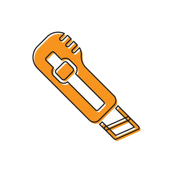 Ікона Оранжевого Стаціонарного Ножа Ізольована Білому Тлі Касир Офісного Паперу — стоковий вектор