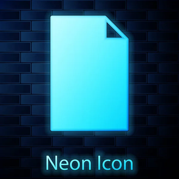 Leuchtendes Neon Leeres Dokument Symbol Isoliert Auf Backsteinwand Hintergrund Checklisten — Stockvektor