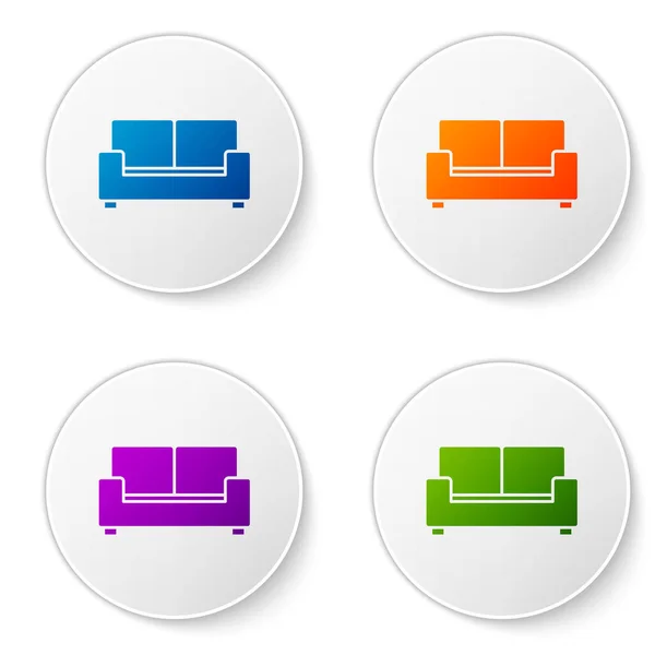 Color Sofa Icon Isolated White Background Set Icons Circle Buttons — Stock Vector