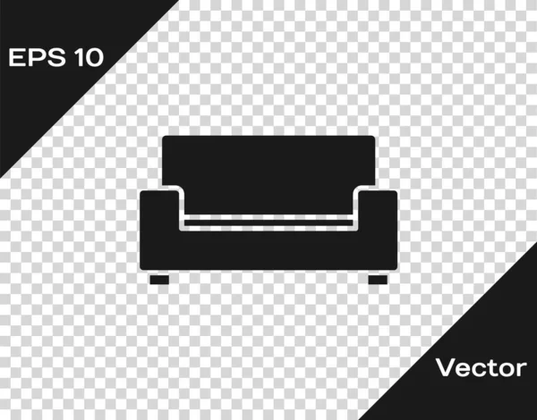 Black Sofa Icon Isolated Transparent Background Vector — Stock Vector