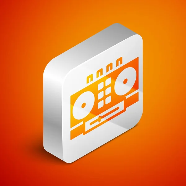 Isometric Remote Playing Mixing Music Icon Isolated Orange Background Mixer — Stock Vector