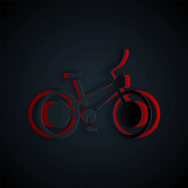 Papel Cortado Ícone Bicicleta Isolado Fundo Preto Corrida Bicicleta Desporto — Vetor de Stock