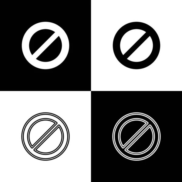 Set Ban Icon Isolated Black White Background Stop Symbol Vector — Stock Vector