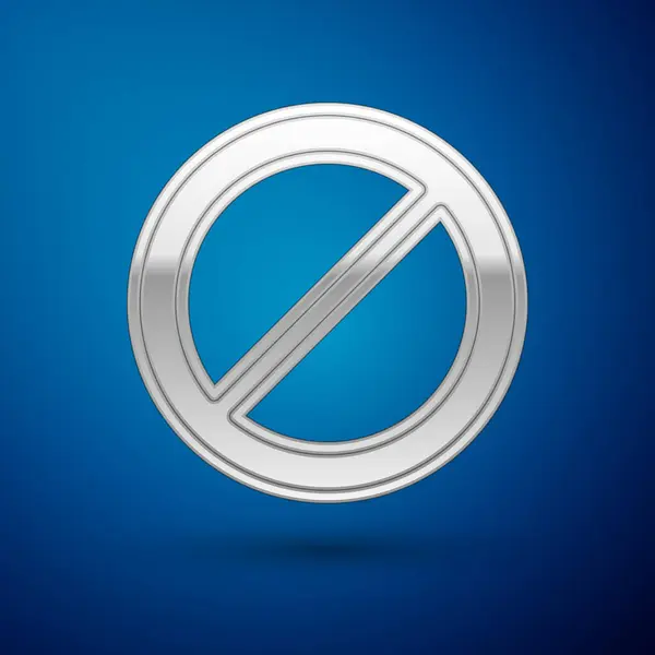 Silber Ban Symbol Isoliert Auf Blauem Hintergrund Stopp Symbol Vektor — Stockvektor