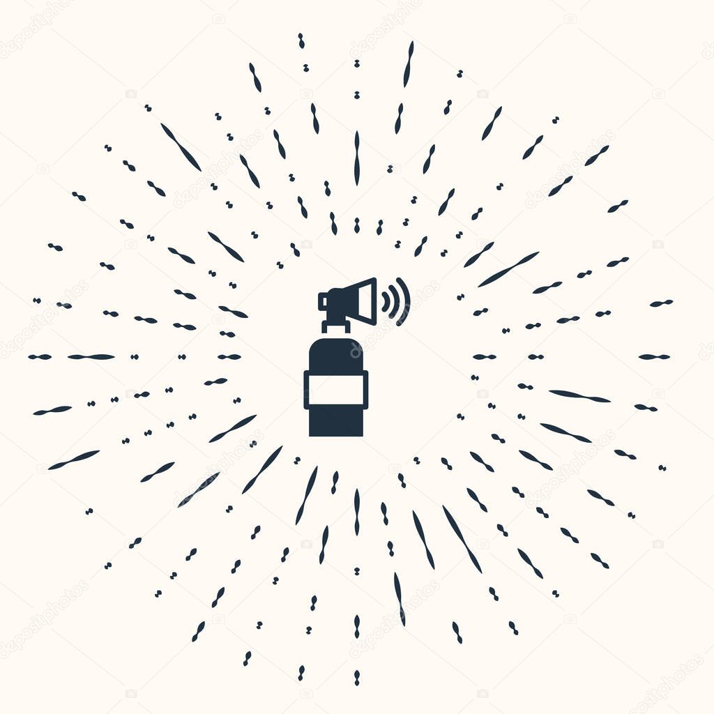 Grey Air horn icon isolated on beige background. Sport fans or citizens against government and corruption. Abstract circle random dots. Vector.