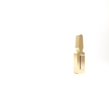 Altın diş ağrısı ağrı kesici tablet ikonu beyaz arka planda izole edilmiş. Diş bakımı ilacı. Kapsül hapı ve ilaç. Eczane tasarımı. 3d illüstrasyon 3B canlandırma.