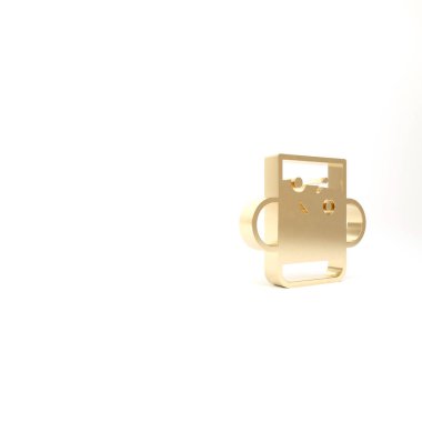 Beyaz arka planda izole edilmiş altın çay ve yaprak ikonu. 3d illüstrasyon 3B canlandırma.