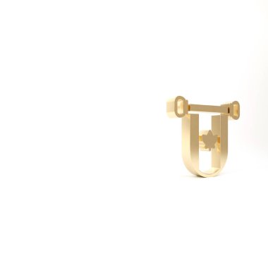 Kanada 'nın altın renkli bayrağı beyaz arka planda izole edilmiş. Kuzey Amerika bayrağı. 3d illüstrasyon 3B canlandırma.