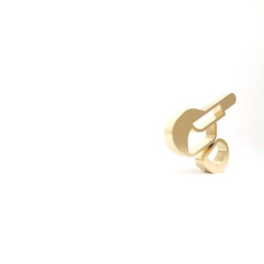 Beyaz arka planda izole edilmiş altın Kanada Peameal pastırması ikonu. 3d illüstrasyon 3B canlandırma.