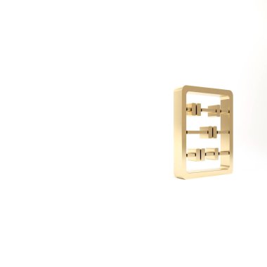 Altın Abaküs simgesi beyaz arkaplanda izole edildi. Geleneksel sayım çerçevesi. Eğitim işareti. Matematik okulu. 3d illüstrasyon 3B canlandırma.