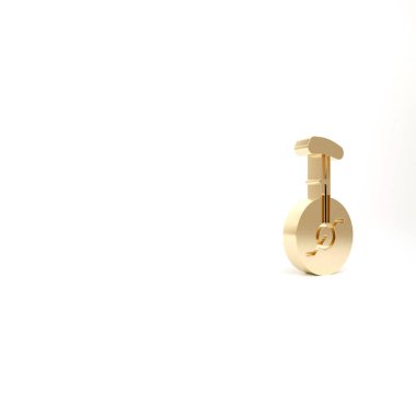 Altın Tek tekerlekli bisiklet ya da beyaz arka planda izole edilmiş bir bisiklet ikonu. Tekerlekli bisiklet. 3d illüstrasyon 3B canlandırma.