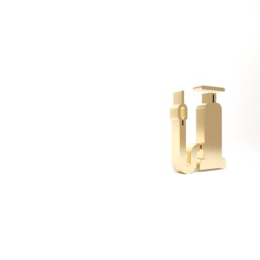 Beyaz arka planda izole edilmiş altın bisiklet hava pompası ikonu. 3d illüstrasyon 3B canlandırma.