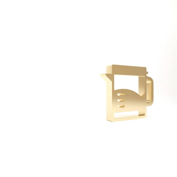 Золотая Икона Белом Фоне Значок Чайника Рендеринг — стоковое фото