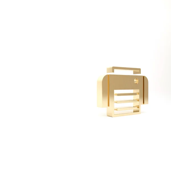 Золотий Значок Принтера Ізольовано Білому Тлі Ілюстрація Рендеринга — стокове фото