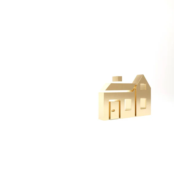 Icona Gold House Isolata Sfondo Bianco Home Symbol Illustrazione Rendering — Foto Stock