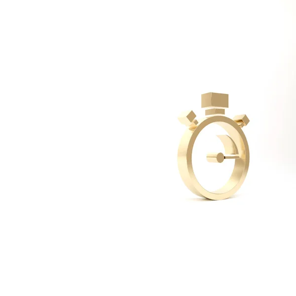Gold Stoppuhr Symbol Isoliert Auf Weißem Hintergrund Zeitzeichen Chronometerzeichen Illustration — Stockfoto
