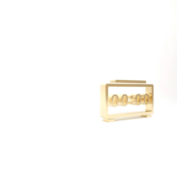 Icono Reloj Despertador Digital Dorado Aislado Sobre Fondo Blanco Reloj — Foto de Stock