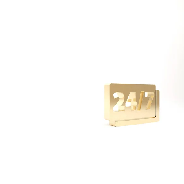 ゴールドクロック24時間アイコンは 白の背景に隔離された 丸一日アイコン 24時間サービスシンボル 3Dイラスト3Dレンダリング — ストック写真