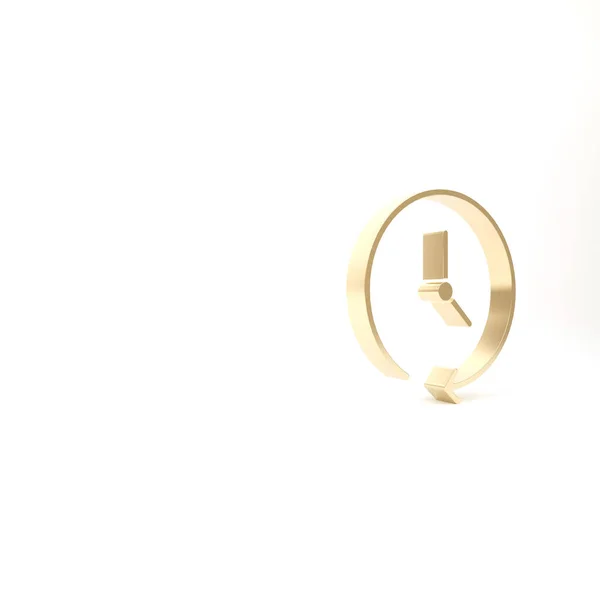 Złota Ikona Zegara Izolowana Białym Tle Symbol Czasu Ilustracja Renderowania — Zdjęcie stockowe