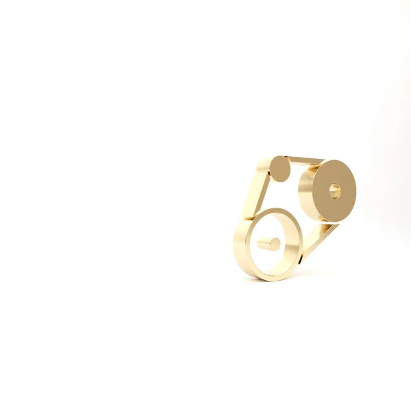 ホワイトの背景に金のタイミングベルトキットのアイコンを隔離 3Dイラスト3Dレンダリング — ストック写真