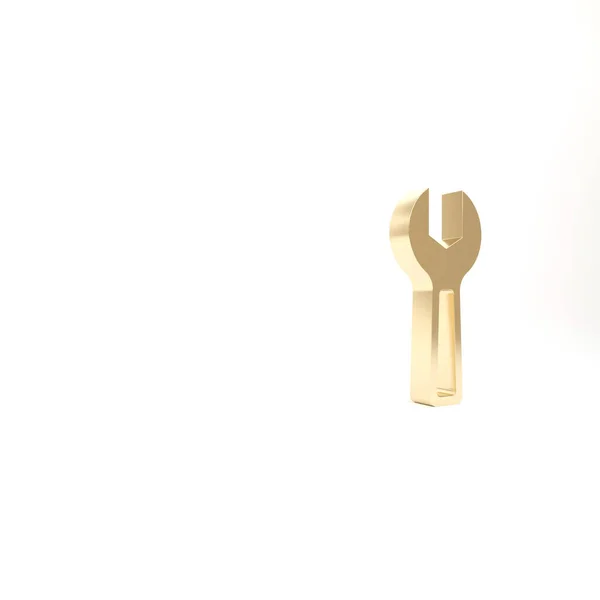 Золотий Гайковий Ключ Ізольовано Білому Тлі Ілюстрація Рендеринга — стокове фото