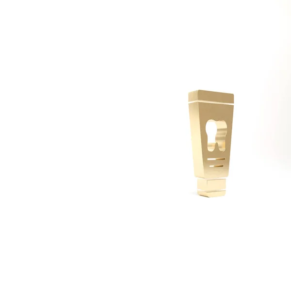 Tubo Ouro Ícone Pasta Dentes Isolado Fundo Branco Ilustração Render — Fotografia de Stock