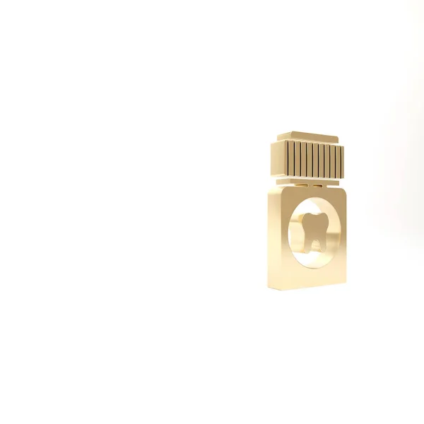 Gold Toothache Δισκίο Παυσίπονο Εικονίδιο Απομονώνονται Λευκό Φόντο Φάρμακο Φροντίδας — Φωτογραφία Αρχείου