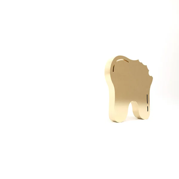 在白色背景上孤立的金牙图标 牙齿问题图标 牙科护理的象征 3D渲染3D插图 — 图库照片