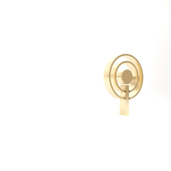 Золота Антена Ізольована Білому Тлі Радіоантена Бездротова Технологія Мережевий Сигнал — стокове фото