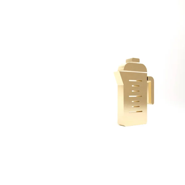 Золотой Чайник Значок Изолированы Белом Фоне Рендеринг — стоковое фото