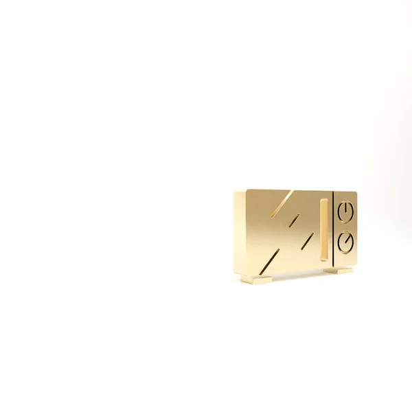 白い背景に分離されたゴールド電子レンジアイコン 家電製品のアイコン 3Dイラスト3Dレンダリング — ストック写真