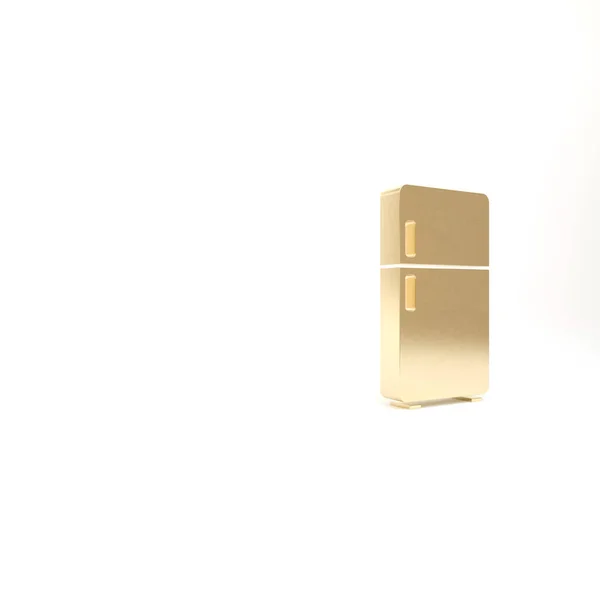 Золотий Холодильник Ізольовано Білому Тлі Холодильник Холодильник Побутова Техніка Техніка — стокове фото
