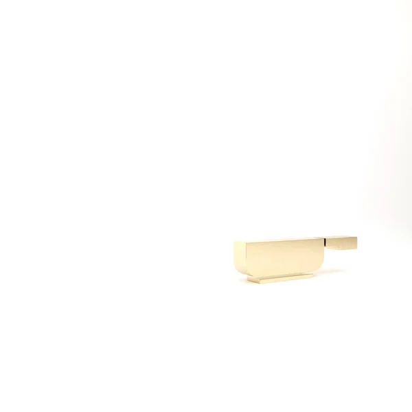 Gouden Koekenpan Pictogram Geïsoleerd Witte Achtergrond Frituur Gebraden Voedsel Symbool — Stockfoto