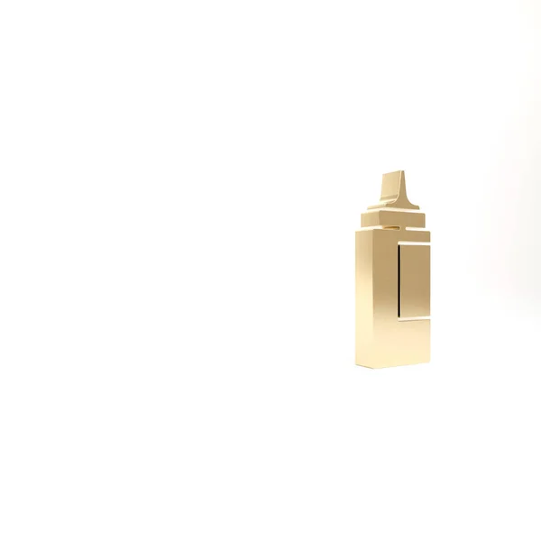 ホワイトを基調としたゴールドソースボトルのアイコン ケチャップ マスタード マヨネーズボトルにソースをかけてファーストフードにします 3Dイラスト3Dレンダリング — ストック写真