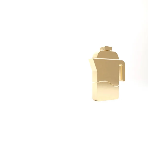 Ícone Imprensa Francês Dourado Isolado Fundo Branco Ilustração Render — Fotografia de Stock