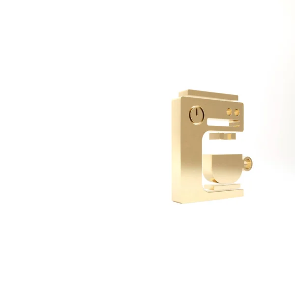 Gold Coffee Machine Pictogram Geïsoleerd Witte Achtergrond Illustratie Renderen — Stockfoto