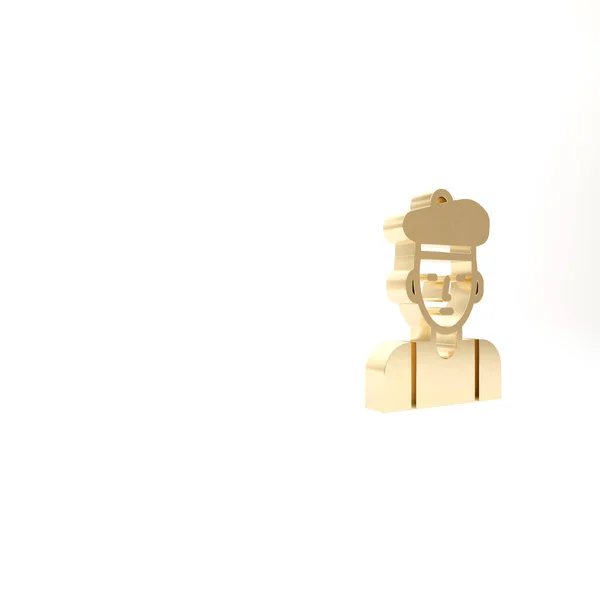 Ícone Homem Francês Dourado Isolado Fundo Branco Ilustração Render — Fotografia de Stock