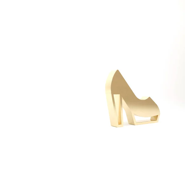 Goldfarbener Frauenschuh Mit Hohem Absatz Auf Weißem Hintergrund Illustration Renderer — Stockfoto