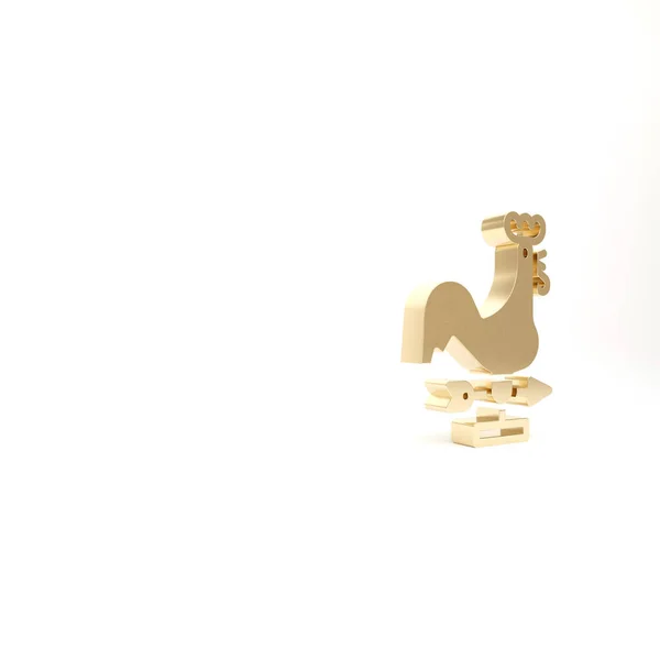 Gold Rooster Καιρικό Πτερύγιο Εικονίδιο Απομονώνονται Λευκό Φόντο Σήμα Γουέδερκοκ — Φωτογραφία Αρχείου