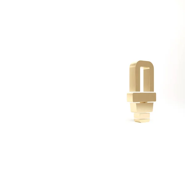 Gold Led Light Bulb Icon Isolated White Background Economical Led — Stock Photo, Image
