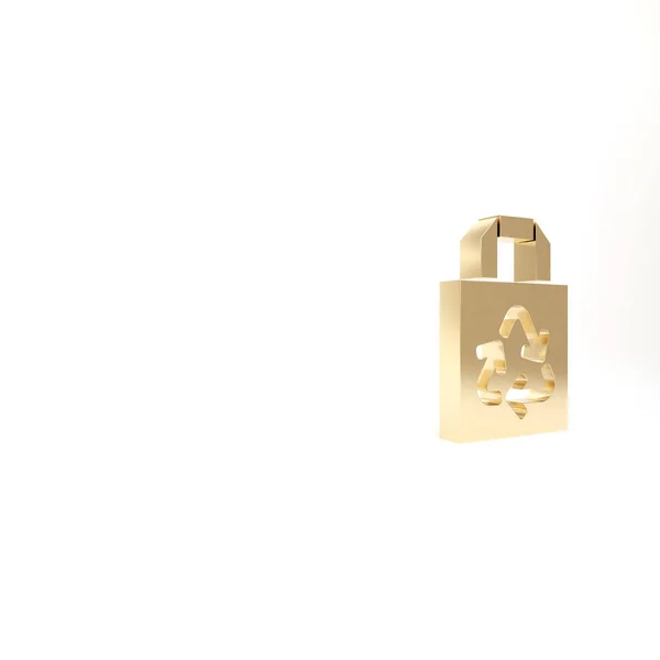 Золотая Бумага Торговый Мешок Иконкой Утилизации Изолированы Белом Фоне Сумка — стоковое фото