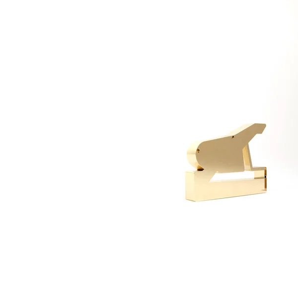 白色背景上孤立的木制长袍图标上的金色西班牙长袍 3D渲染3D插图 — 图库照片