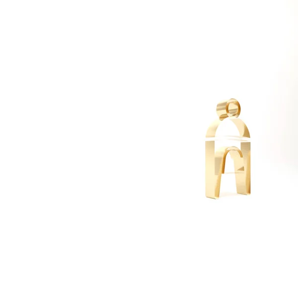 Ícone Chapéu Inverno Dourado Isolado Fundo Branco Ilustração Render — Fotografia de Stock